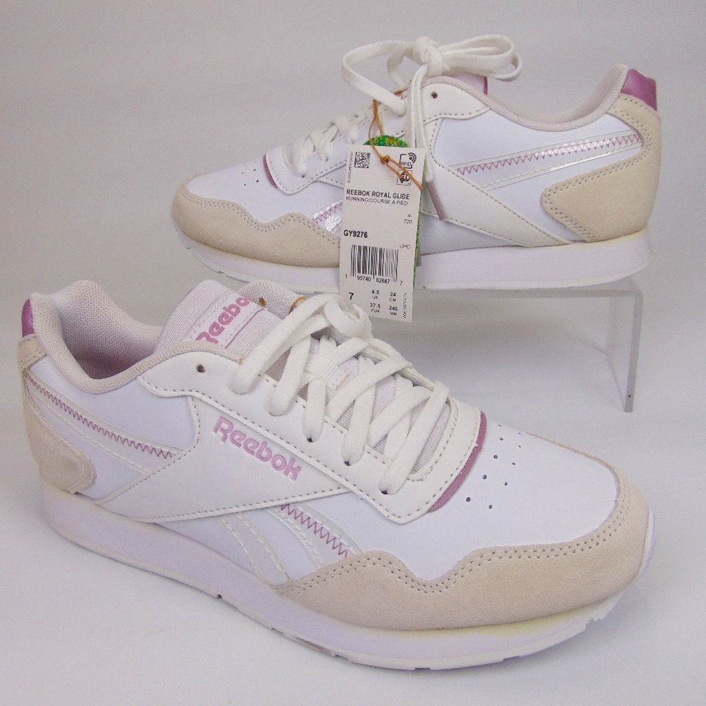 NEW! Reebok Royal Glide Running Shoes Women's Sneakers Size 7.0 M, White Leather